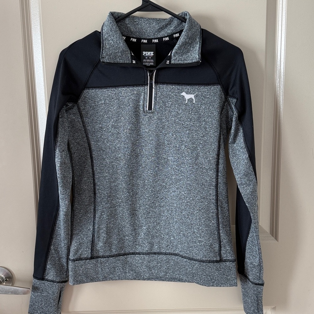 PINK Victoria's Secret Gray and Black Sweatshirt